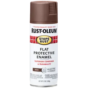 12 OZ Stops Rust Protective Enamel Spray Paint - Flat Brown