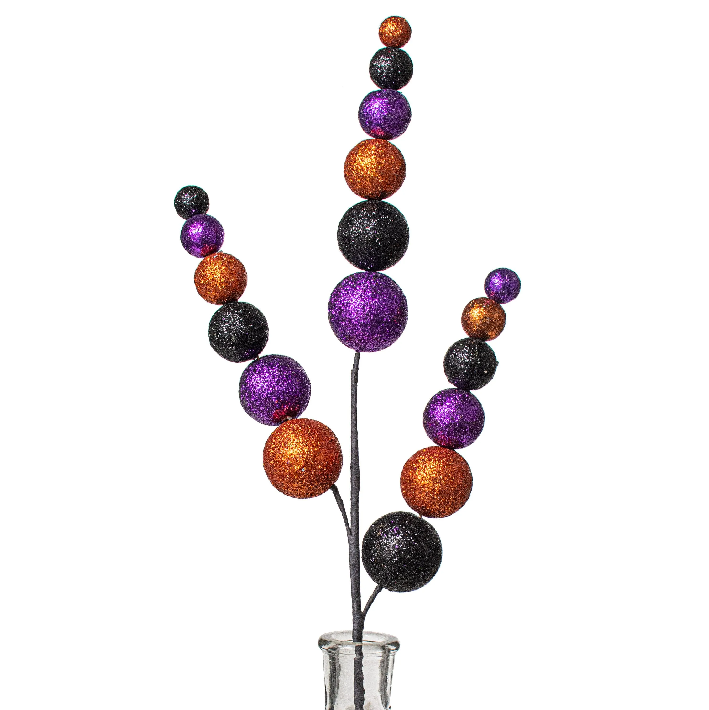 24" Halloween Glitter Ball Spray: Orange, Black & Purple