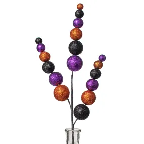 24" Halloween Glitter Ball Spray: Orange, Black & Purple