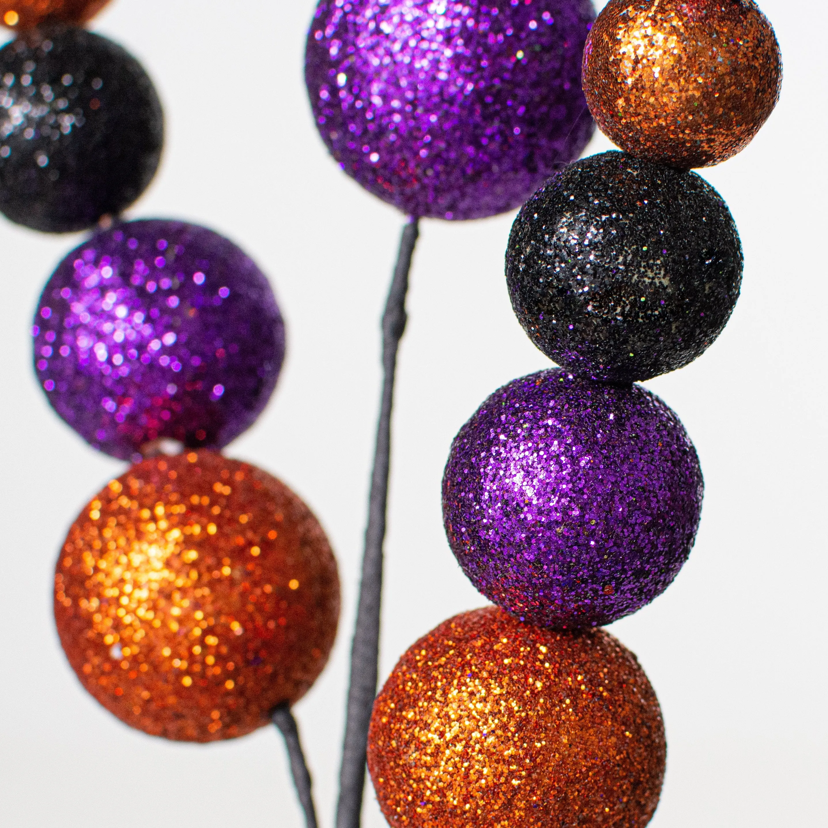 24" Halloween Glitter Ball Spray: Orange, Black & Purple