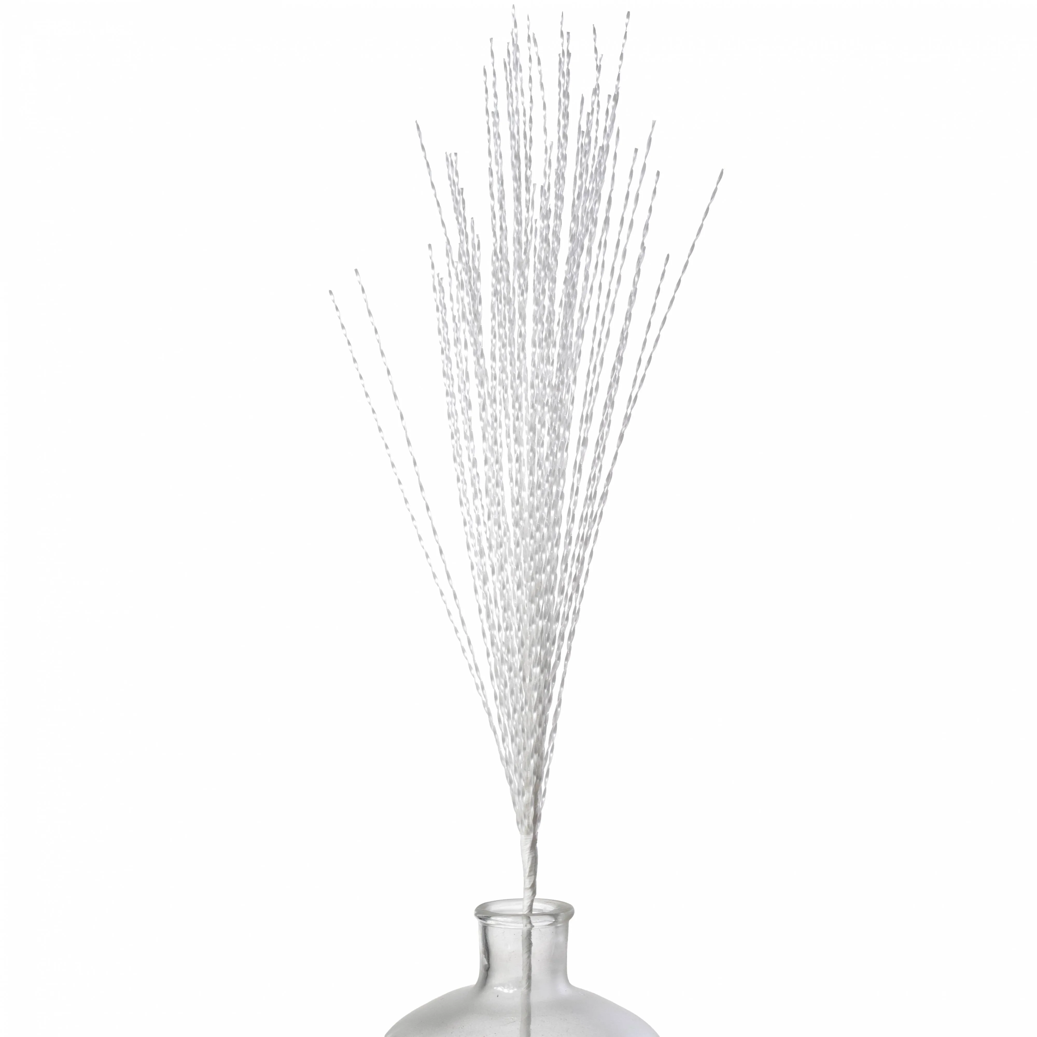 32" Metallic Twisted Grass Spray: White