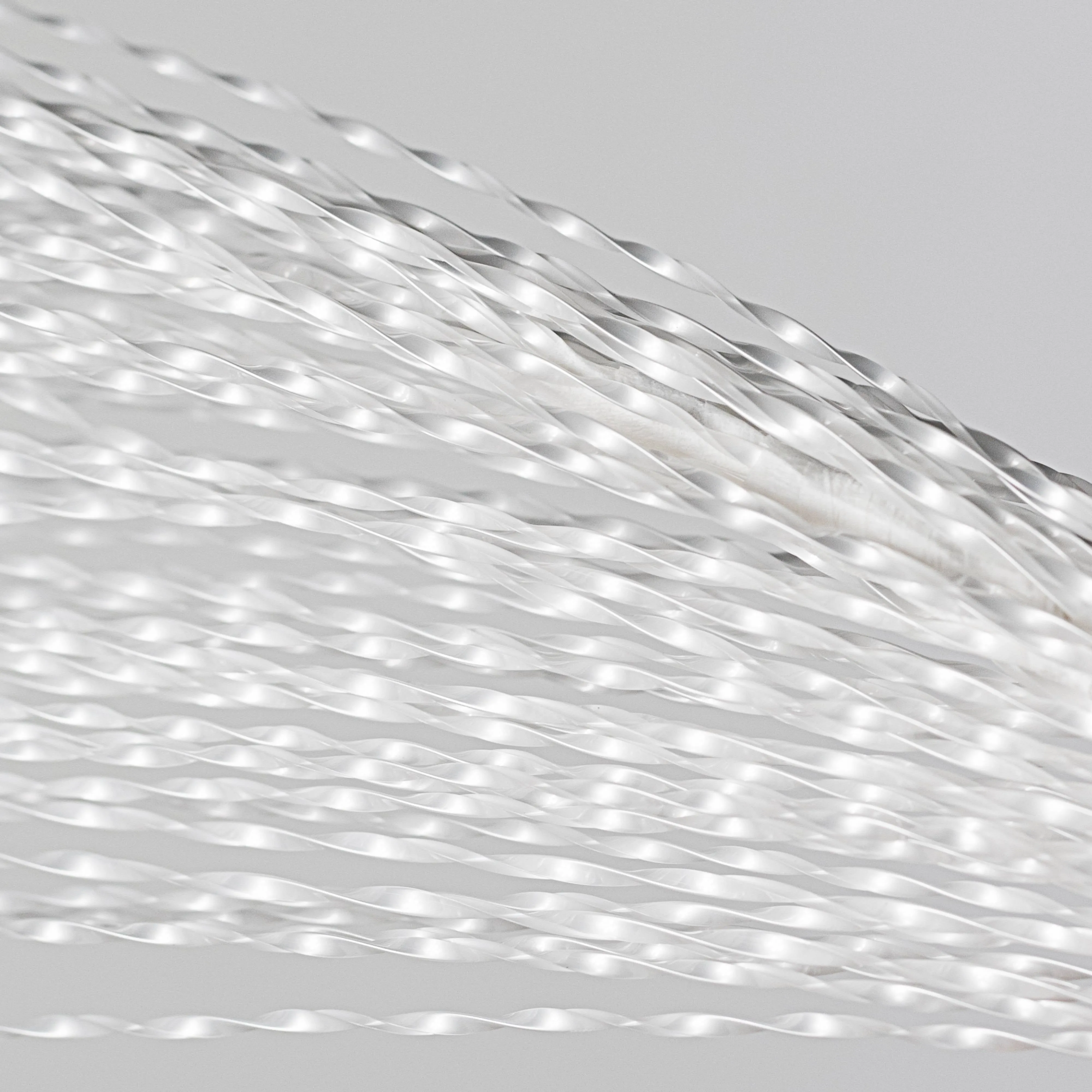 32" Metallic Twisted Grass Spray: White