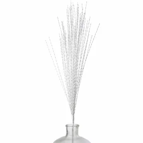 32" Metallic Twisted Grass Spray: White
