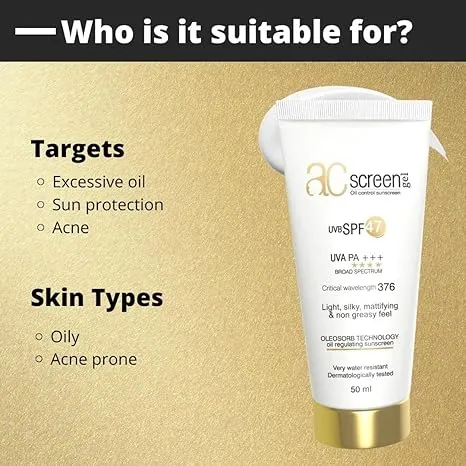 Acscreen Sunscreen UVB SPF 47) UVA PA     - 50 ml