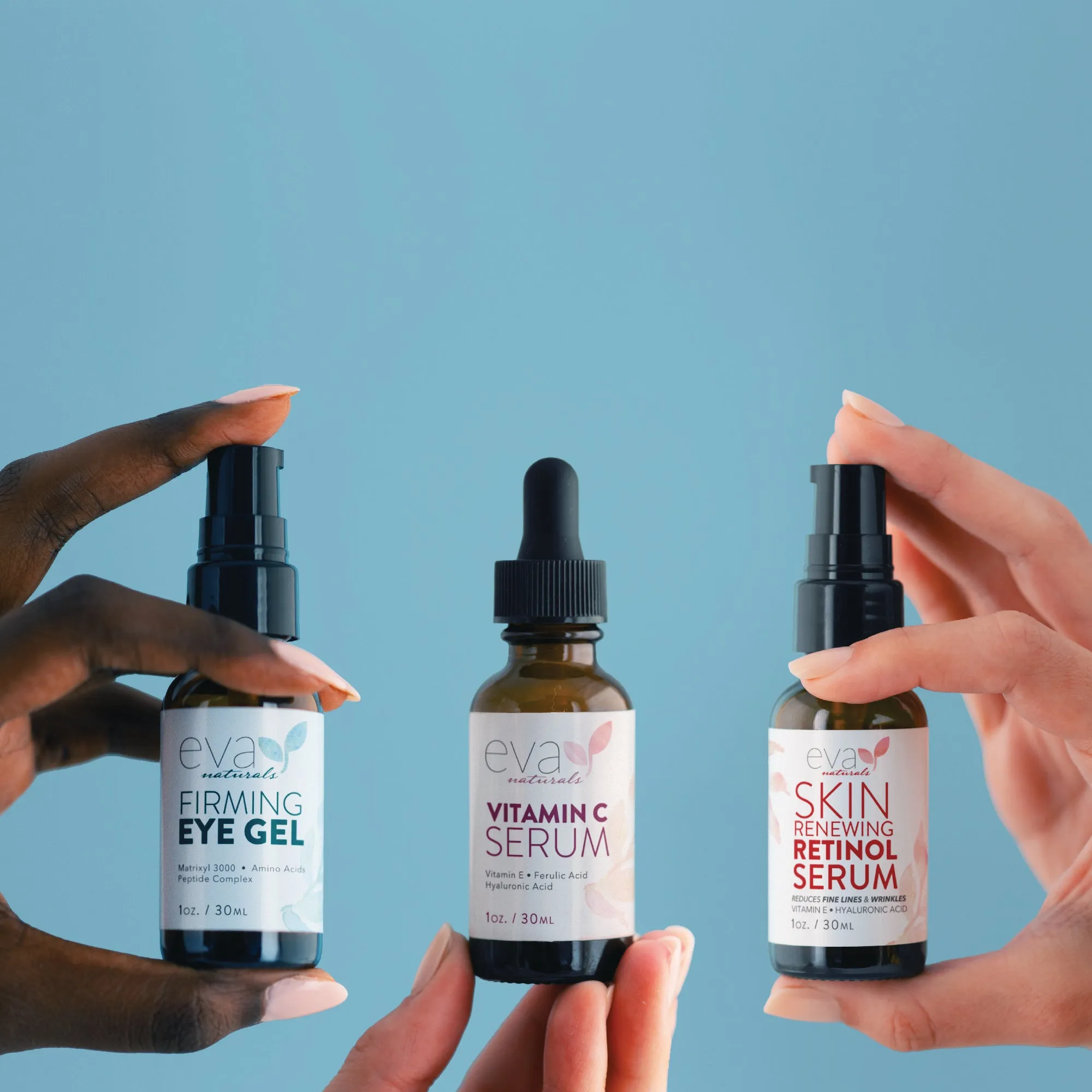 Facelift in a Bottle Serum Bundle: Retinol Serum, Vitamin C Serum & Eye Gel - 3 Serum Set