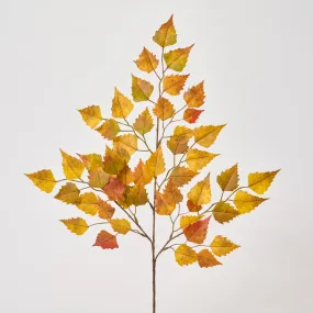 Fall Orange Birch Leaf Branch Faux Autumn Foliage Spray  - 26"