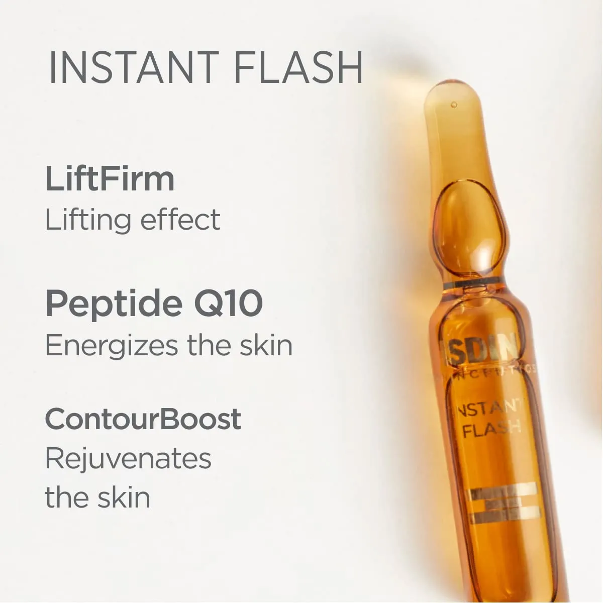 ISDIN Isdinceutics Instant Flash Firming and Lifting Serum for Face with Antioxidants and Hyaluronic Acid - 5 ampoules, 0.06FL OZ x 5