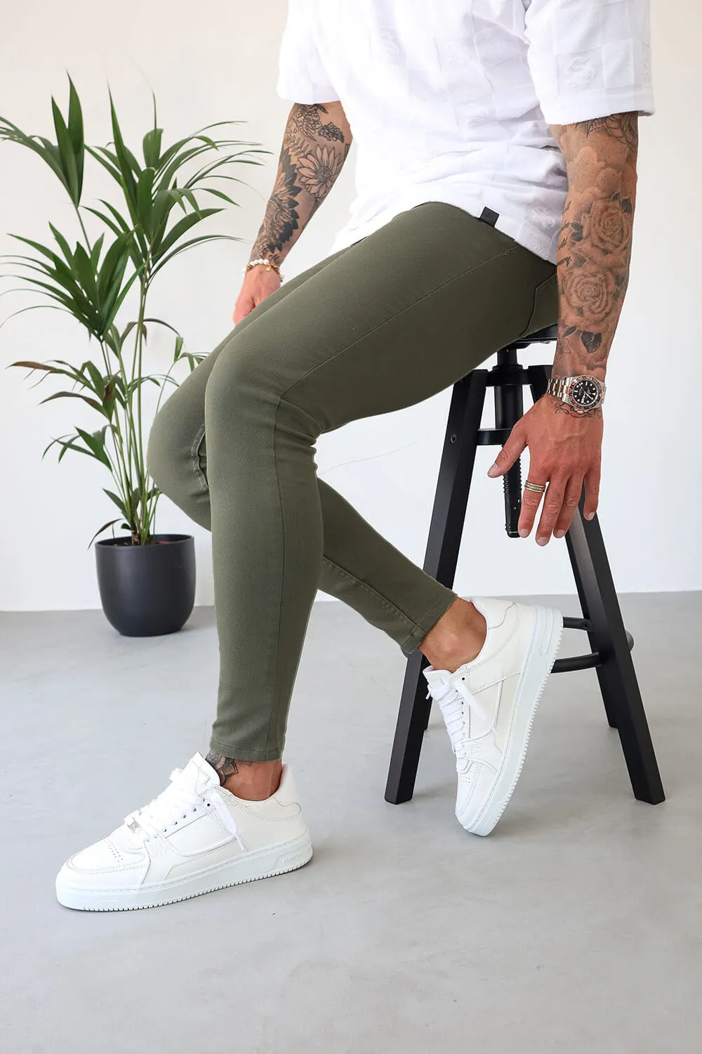 Non Rip Jeans - Olive