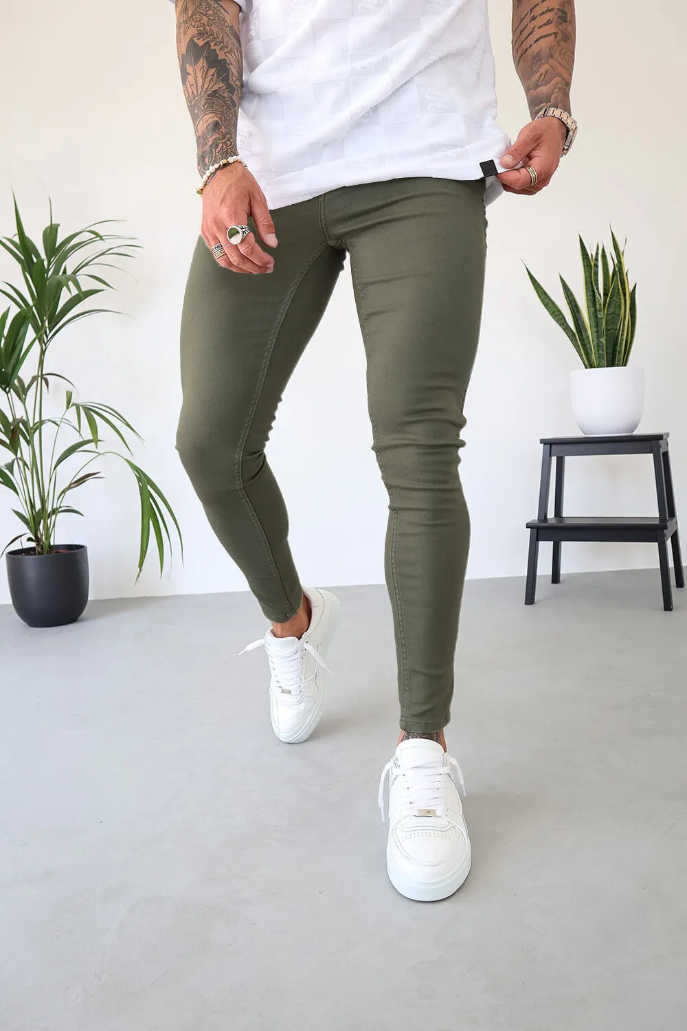 Non Rip Jeans - Olive