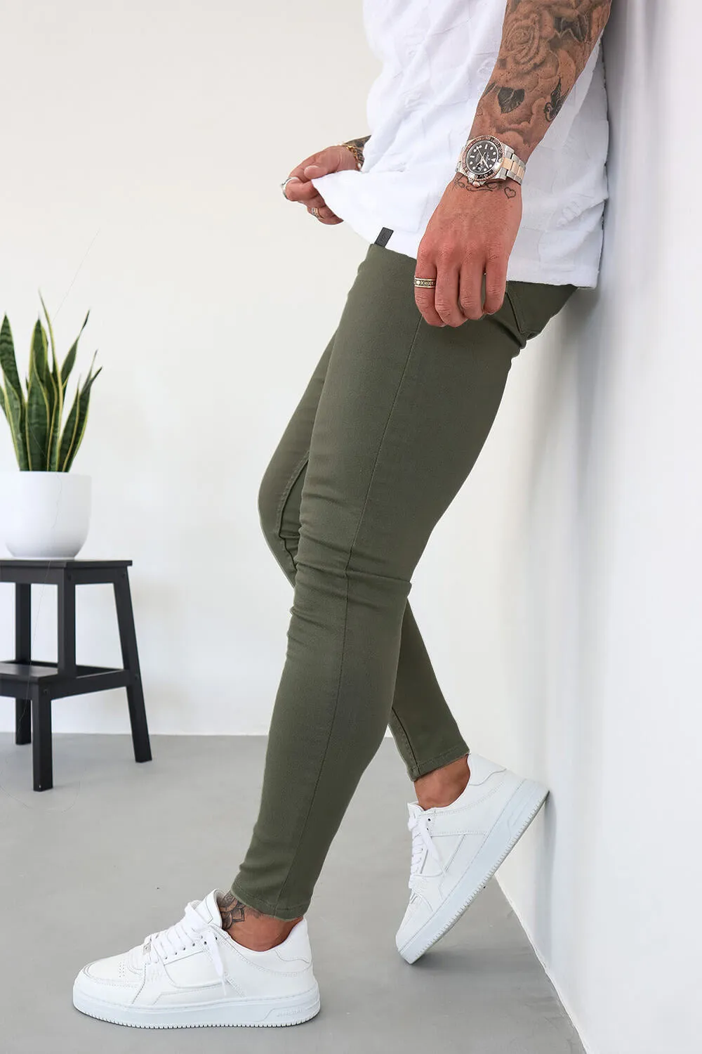 Non Rip Jeans - Olive