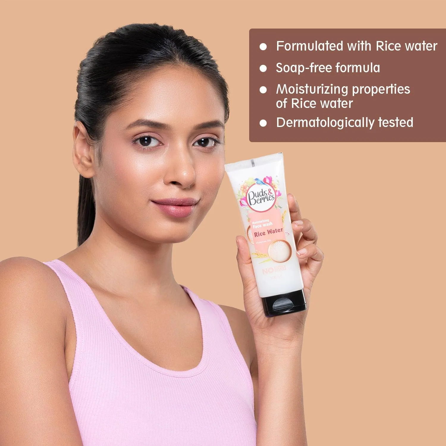 Rice Water Face Wash Tube For Soft, Bright & Clear Skin | pH Balanced Gentle Face Wash| No Sulphate, No Paraben (100 ml)