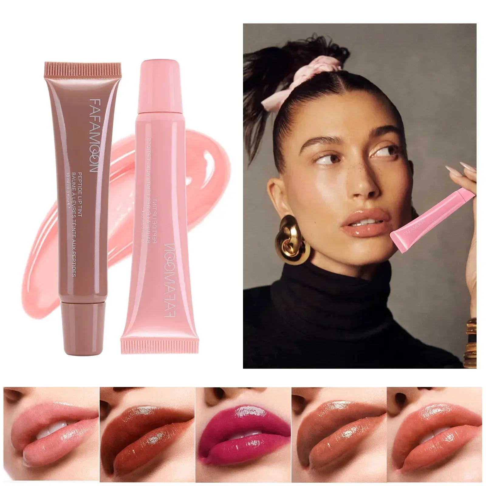 Toleet-Christmas/Thanksgiving Gift Winter Makeup Ideas 1pcs Soft Tube Mirror Lip Gloss Lip Oil Nude Brown Plumping Lip Gloss Moisturising Transparent Lipgloss Beauty Cosmetics Makeup